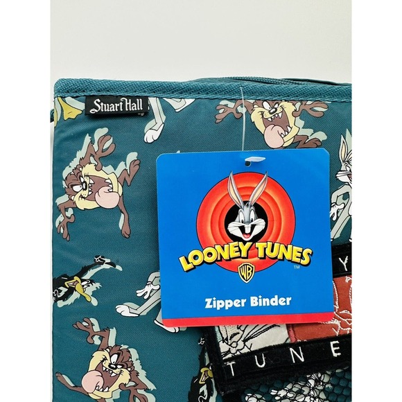 Vtg NWT 1998 Looney Tunes 3-Ring Binder Stuart Hall Green Taz Bugs Bunny Daffy - Picture 2 of 13